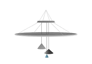 Acoustic ceiling panel for the Customer Consultation stage for 3 lamps
