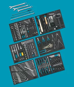 Tool assortment in soft foam insert