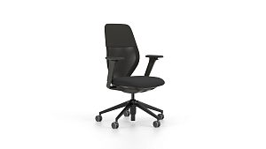 Office swivel Chair ACX light in nero, Base plastic, for carpet