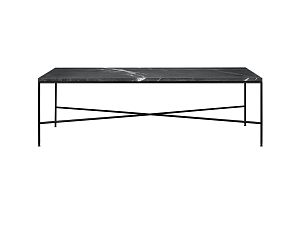 Coffee table with metal frame and fixed marble top