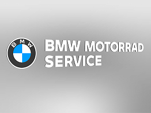 BMW MOTORRAD Lettering "BMW MOTORRAD SERVICE" incl. Logo brooch, two-line, white, not illuminated, E0+