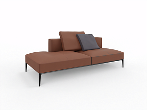 Récamière without armrest 2,5 seater backrest left intended JAAN LIVING cognac