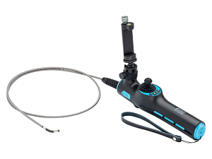 HD video borescope set with 360° swivelling probe