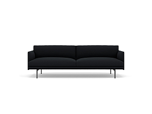 Sofa 3-seater OUTLINE - fabric black