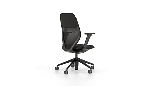 Office swivel Chair ACX light in nero, Base plastic, for hard floor.