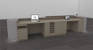 Multifunctional counter with two workstations