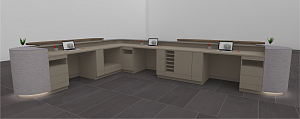 Multifunctional counter with three workstations